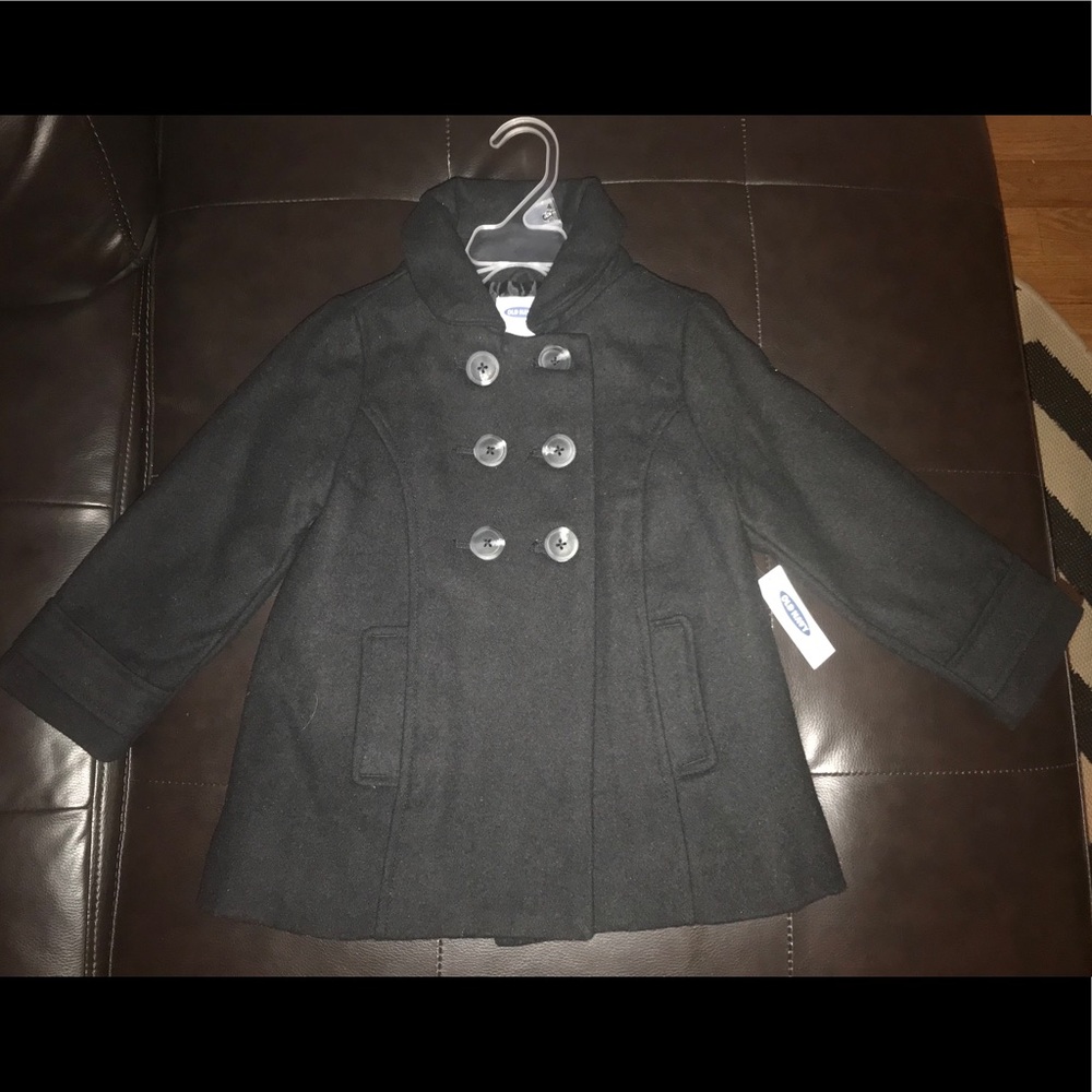 Old Navy Girls Black Double-Breasted Pea Coat 4T